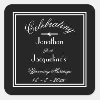 Chic Black & White Personalisiert Wedding Stickers
