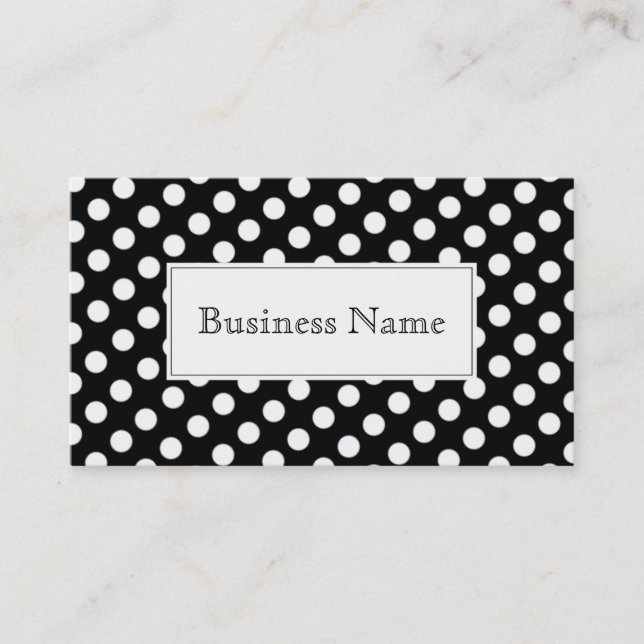 Chic Black & White Polka Dots Business Card Visitenkarte (Vorderseite)