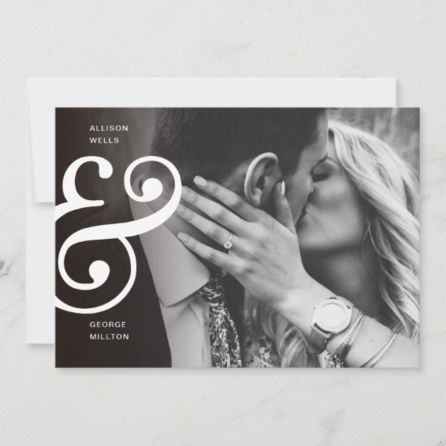 Chic Black + White SAVE THE DATE Ampersand (Vorderseite)