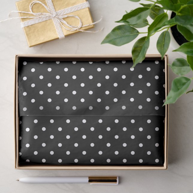 Chic Black & White Small Polka Dots Seidenpapier (Chic Black & White Small Polka Dots Tissue Paper)