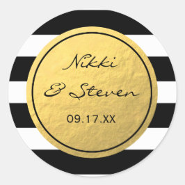 Chic Black & White Streifen Gold Foil Aufkleber