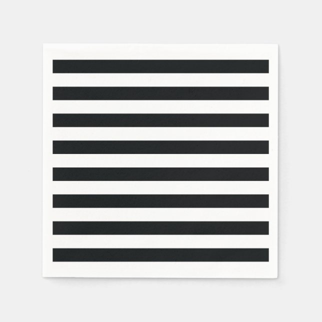 Chic Black & White Streifen Serviette (Vorderseite)