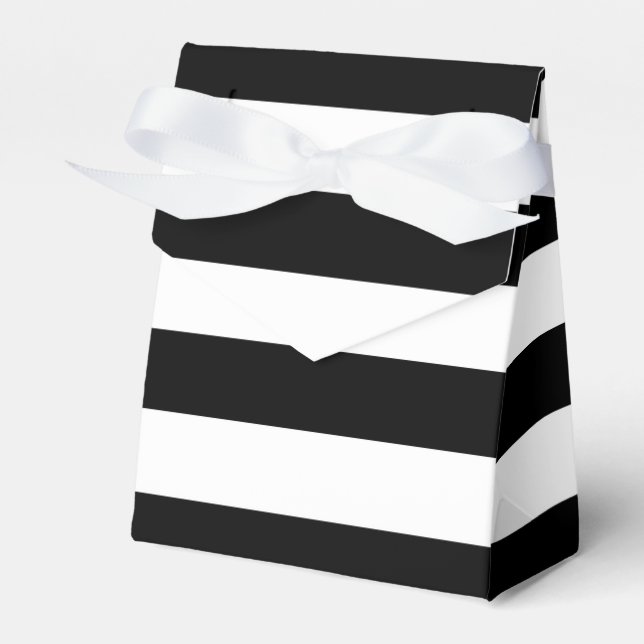 Chic Black & White Streifen Stripes Streifen Gebur Geschenkschachtel (Vorderseite)