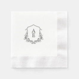 Chic Black & White Wappen Monogram Wedkin Napkin Serviette