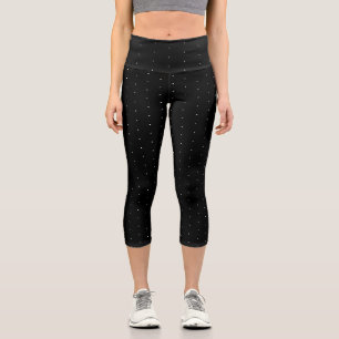 Chic Black & White winzige Polka Punkte Muster nie Capri Leggings
