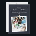 CHIC BLACK WINTER FOTO SNOWMAN MERRIEST CHRISTMAS FEIERTAGSKARTE<br><div class="desc">Wenn Sie weitere Anpassungen benötigen,  schreiben Sie mir bitte an yellowfebstudio@gmail.com.</div>