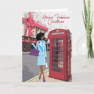 Chic Black Woman Weihnachtskarte Feiertagskarte