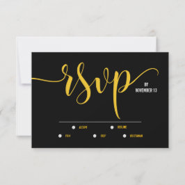 Chic Black & Yellow Minimalistisch Wedding RSVP Ca Karte