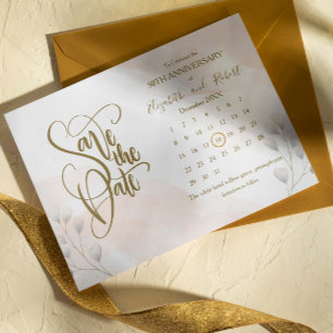 Chic Blätter 50 Jahre Save the Date Ankündigungspostkarte