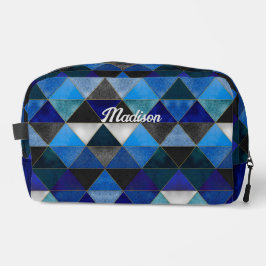 Chic blau türkis grau geometrisch waschbeutel