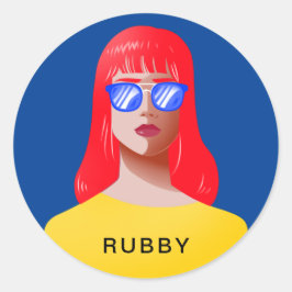 Chic blau und elegant runder aufkleber