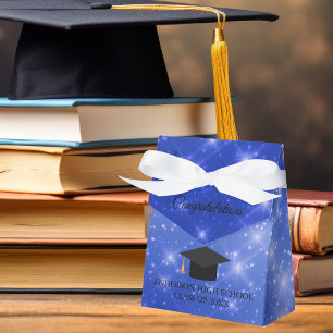 Chic Blaue Glitzer-Abschlussfeier Benutzerdefinier Geschenkschachtel