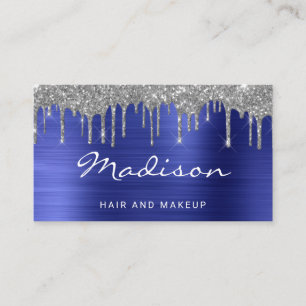 Chic Blaue Silber Glitter Tropfen Stylist Visitenkarte