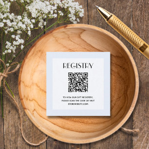 Chic Blauer Jungen Baby Shower Geschenkliste QR Co Begleitkarte