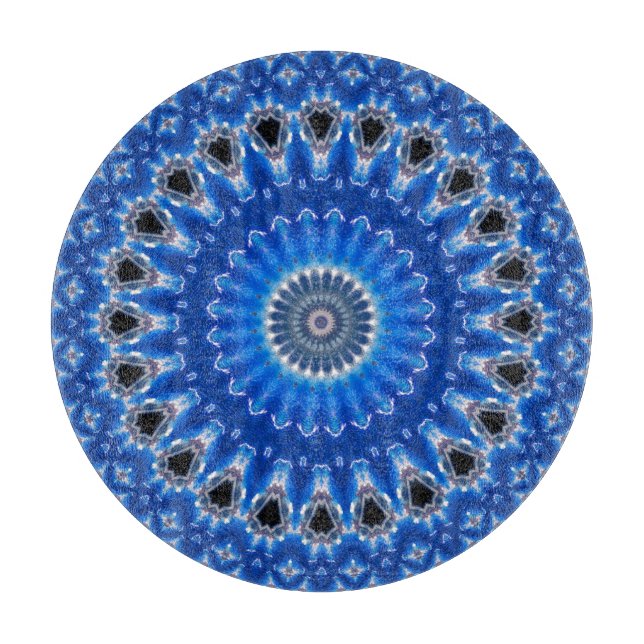 Chic Blaumuster Modern Stilvoll Dekorativ Trendig Schneidebrett (Vorderseite)