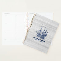 Chic Bleached Wood & Navy Blue Wind Segelboot