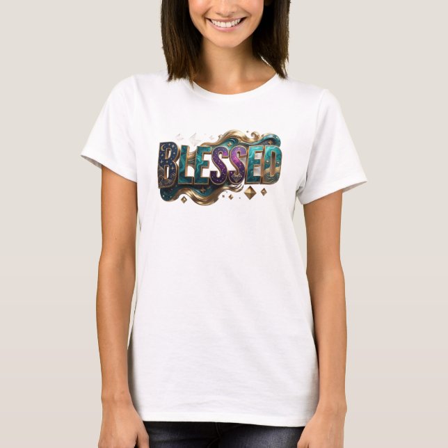 Chic BLESSED künstlerisches Motiv T-Shirt (Vorderseite)