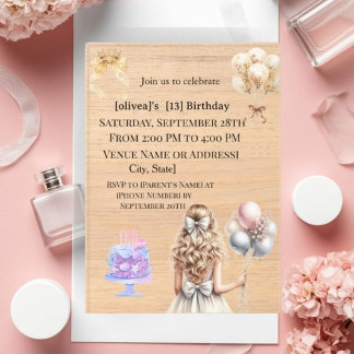 Chic Blonde Girl 13th Birthday Party Invitation Acryleinladungen