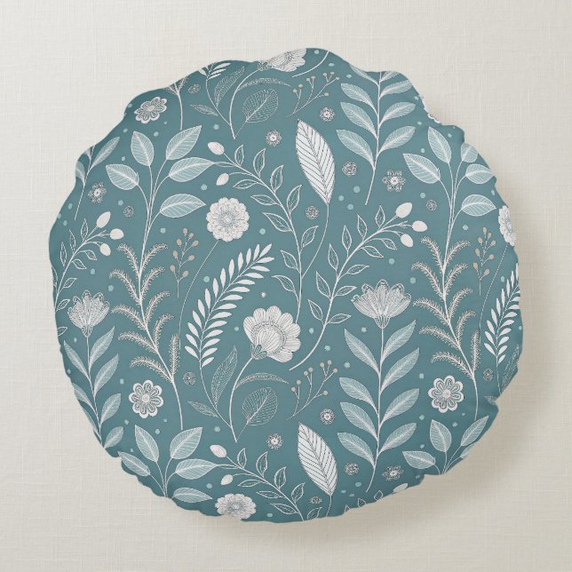Chic Bloom Design Runde dekorative Kissen (Rückseite)