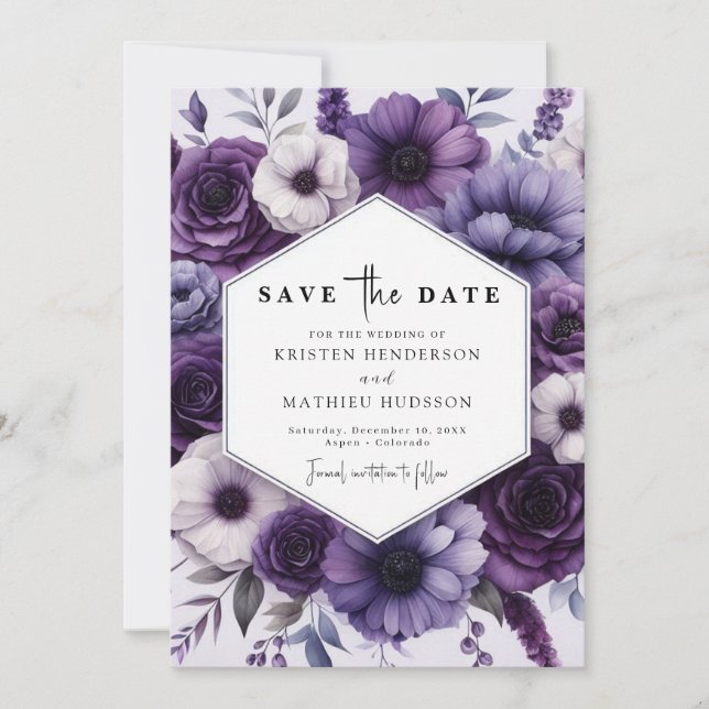 Chic Bloom Lila Floral Wedding Save The Date (Vorderseite)