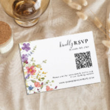 Chic Blooming Wild Blume QR Code Hochzeit