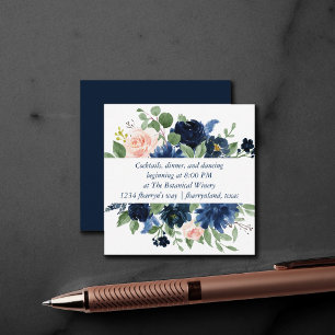 Chic Blooms   Navy Blue and Blush Empfang - Detail Begleitkarte