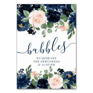 Chic Blooms Navy Blue and Blush Pink Roses Lecke Tischnummer