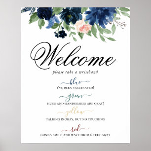 Chic Blooms Navy Blush Bloral Social Distortion Poster