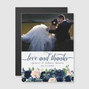 Chic Blooms   Navy Blush Foto Danke Magnet