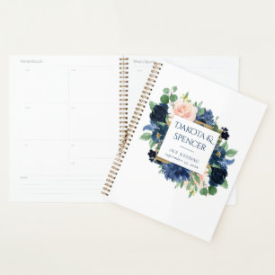Chic Blooms Romantisches Navy- und Blush-Muster Planer