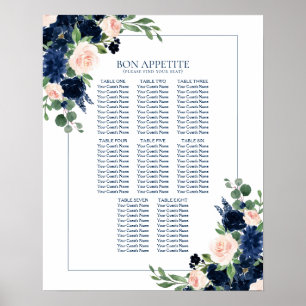 Chic Blooms   Seekarte für Navy und Blush Poster