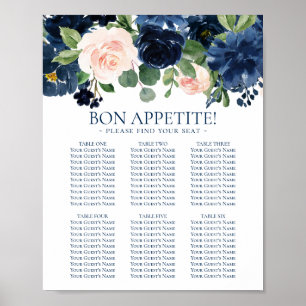 Chic Blooms   Seekarte für Navy und Blush Poster