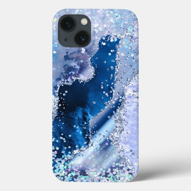 Chic Blue Agate mit opaleszenten Glitzern Case-Mate iPhone Hülle (Rückseite)