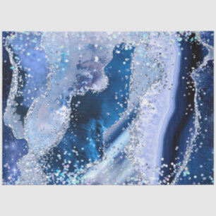 Chic Blue Agate mit opaleszenten Glitzern Seidenpapier
