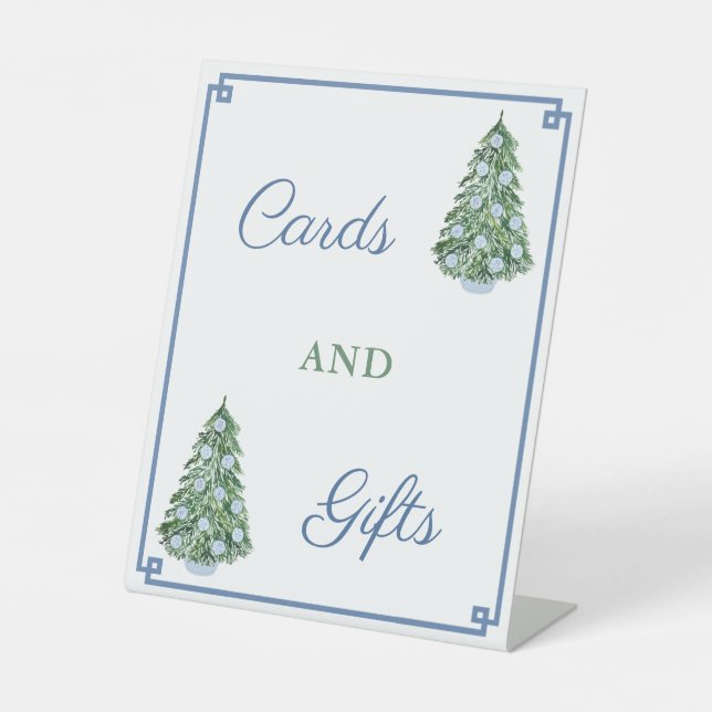 Chic Blue and Green Holidays Wedding Cards & Gifts Sockelschild (Vorderseite)
