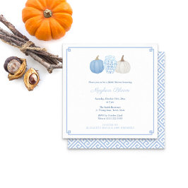 Chic Blue and White Pumpkin Fall Brautparty Einladung