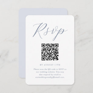 Chic Blue and White Wedding RSVP mit QR Code