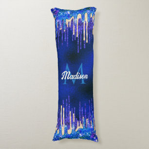 Chic blue aqua unicoron gold Glitzer Tropfen monog Seitenschläferkissen