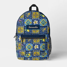 Chic Blue aquamarin sizilianische Zitrusfrüchte Mi Bedruckter Rucksack