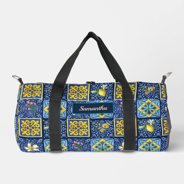 Chic Blue aquamarin sizilianische Zitrusfrüchte Mi Duffle Bag (Vorderseite)