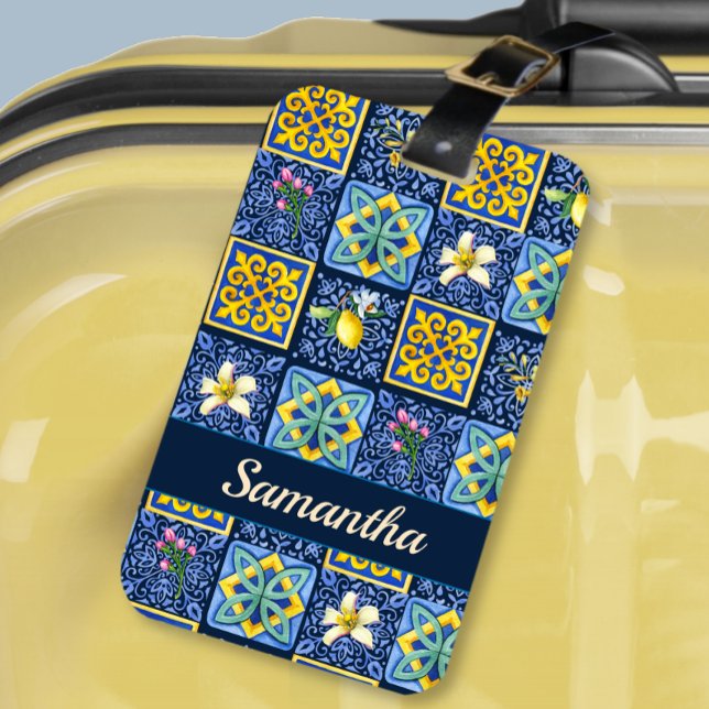 Chic Blue aquamarin sizilianische Zitrusfrüchte Mi Gepäckanhänger (Von Creator hochgeladen)