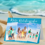Chic Blue Beach Foto Collage Familie Weihnachten<br><div class="desc">Chic blau individualisierbare Beach Family Foto Collage Weihnachtskarte mit Ihren Lieblings-tropischen Fotos in der Sonne. Fügen Sie 3 Ihrer liebsten vertikalen Erinnerungen von Ihrem Inselurlaub an die Küste hinzu. Schöne,  horizontal gefaltete Küsten-Visitenkarten mit einer sauberen,  modernen Fotografie-Layout und hübscher weißer Schrift.</div>