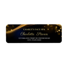 Chic Blue Black and Gold Sparkle Rücksendeadresse
