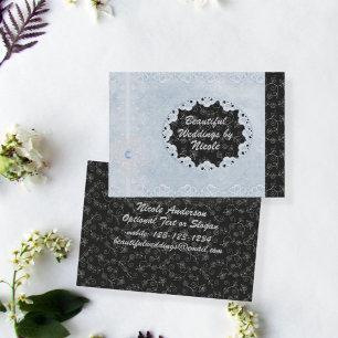 Chic Blue & Black Wedding Pro Business Card Visitenkarte