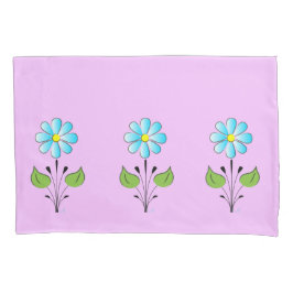 Chic Blue Blumen Pattern Lilac Yellow Niedlich Kissenbezug