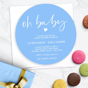 Chic Blue Circular Oh Baby Shower Einladung