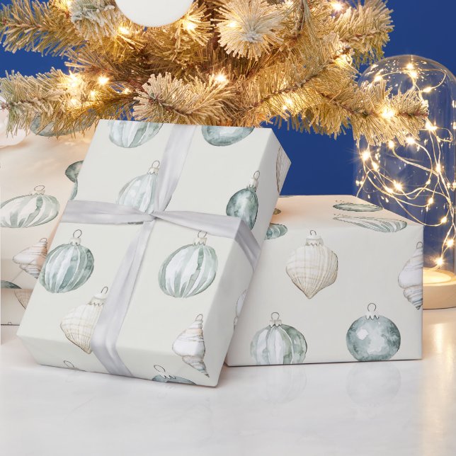 Chic Blue Cream Beach Weihnachten Geschenkpapier (Feiertage)