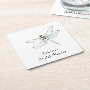 Chic Blue Dragonflies Brautparty Rechteckiger Pappuntersetzer