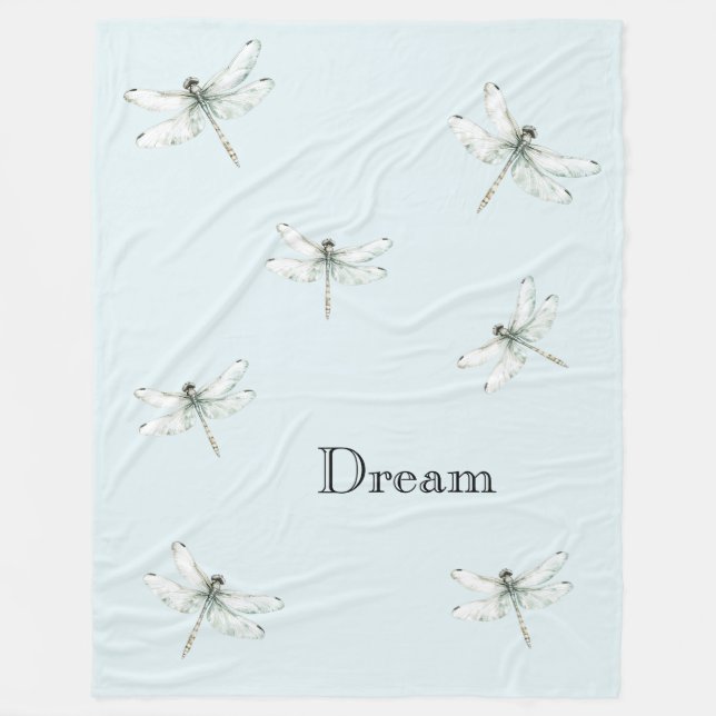 Chic Blue Dragonfly Dream Fleecedecke (Vorderseite)