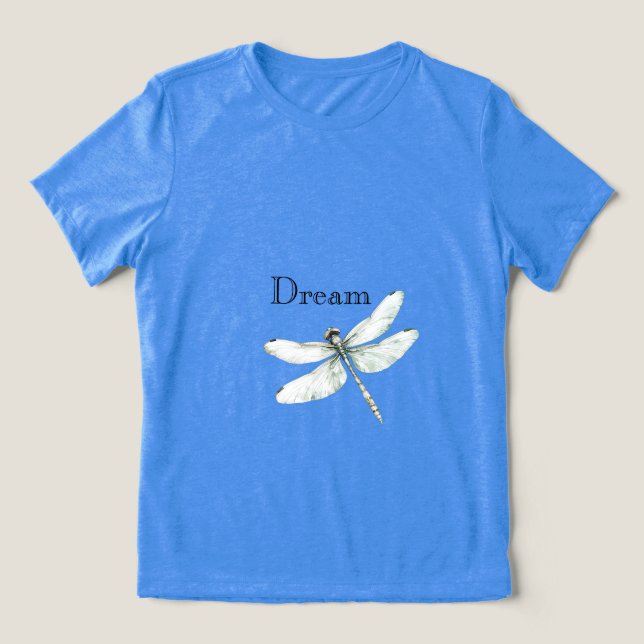 Chic Blue Dragonfly Dream Tri-Blend Shirt (Design Vorderseite)